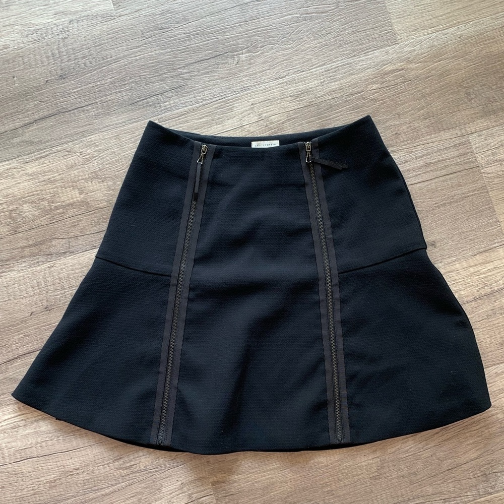 Leifsdottir Anthropologie woman’s Black Steampunk Bibe Zipper Skirt Size 0